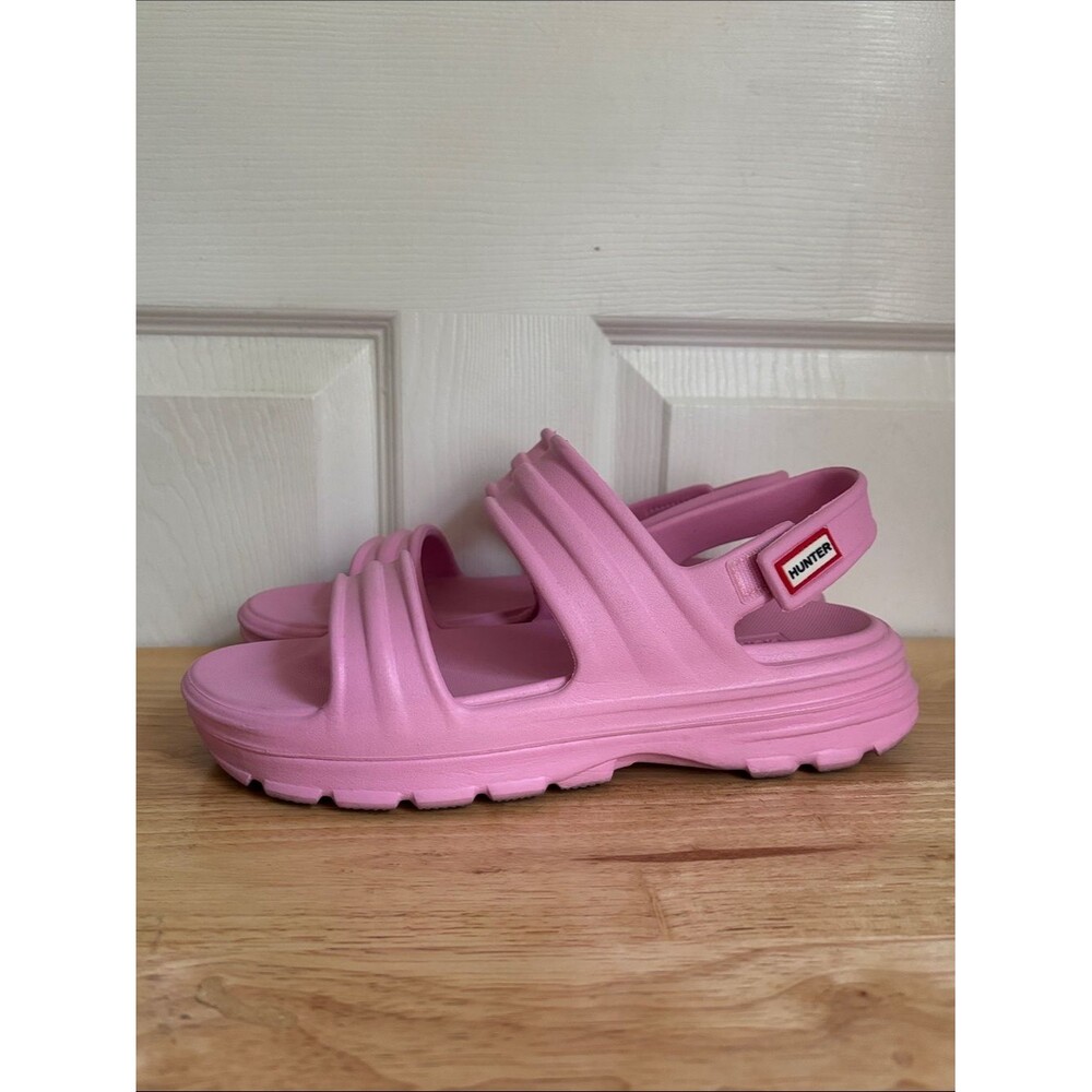 Hunter Bubblegum Pink Bloom Platform Sandals Cushioned Slide Straps Size 9 Water